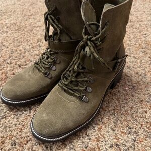 Olive Lace-Up Ankle Boots